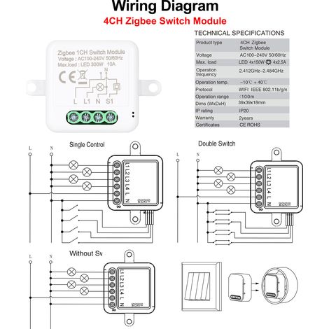 Mini Module de relais de commutateur intelligent Zigbee 4CH, prend en charge le contrôle bidirectionnel pour la domotique, fonctionne avec Alexa (1/5)