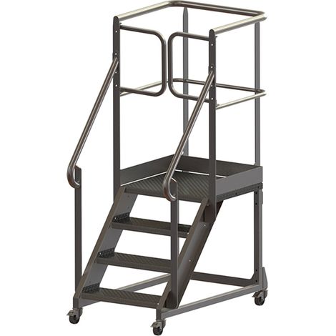 Sgabello inox 2 gradini - Altezza lavoro mass. 2.40m - PL600INOX-240/GCPR
