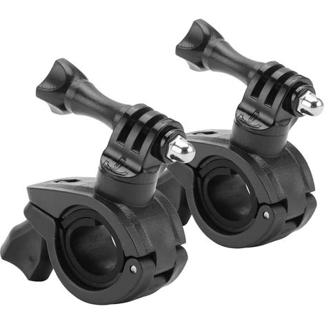 Dos soportes giratorios de 360° para bicicleta GoPro, soportes para manillar y soportes giratorios accesorios para cámara (negros). (1/4)