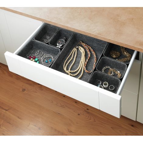 WENKO Schubladen Organizer Filz, 7-teilig, Schwarz, Polyester