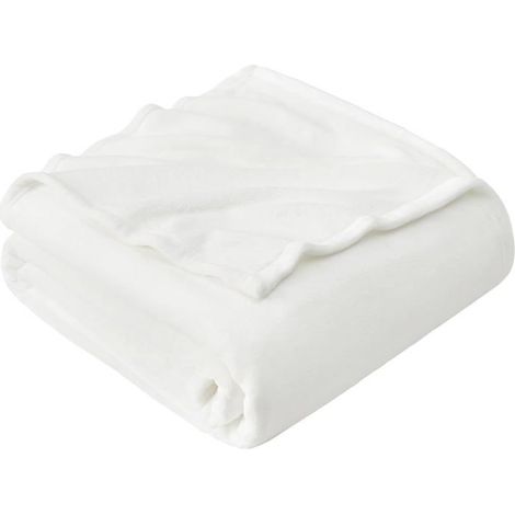 Plaid en flanelle de microfibre, jeté de canapé 150x200 cm blanc, couvre-lit/jeté de canapé pour 2 personnes (1/5)