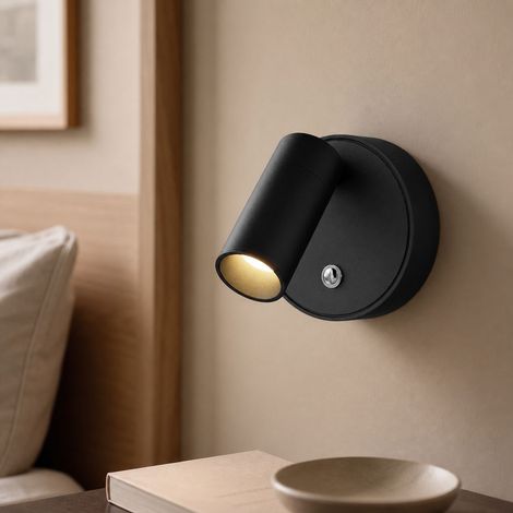 Applique Murale LED Rechargeable Sans Fil, Aimantée, Variateur Tactile, IRC≥95, 3 Températures de Couleur, Rotation 360°, Noir (1/4)