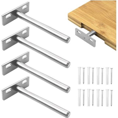 Set di 4 ripiani mobile invisibile 10cm - argento Metal, per la discreta installazione di scaffali a parete (1/5)
