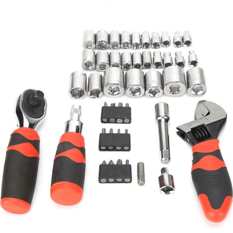 Coffret de 45 clés à douille, cliquet multifonction, tournevis, embouts, manuel d'utilisation, quincaillerie 21805 (1/5)