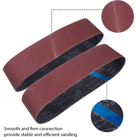 Banda abrasiva, 75 x 533 mm, bandas abrasivas mixtas (3 granos: 80/120/150/240/400) para lijadoras de banda (15 unidades) (1/3)