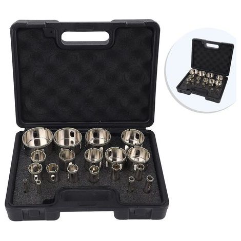 Kit di punte per trapano a tazza per piastrelle, set di punte di precisione per taglio a secco e a umido per ceramica, vetro, gesso, marmo (1/5)