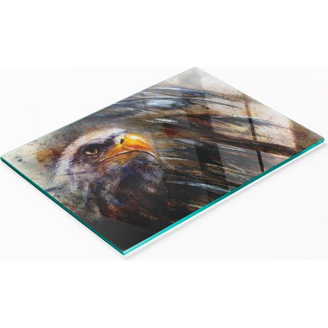 Dekoratives Küchen-Schneide- und Servierbrett aus Glas, Adlermotiv, 80 x 52 cm (1/5)