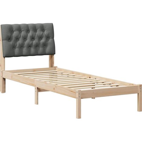 Bed Frame with Upholstered Headboard Brown 75 x 190 cm vidaXL