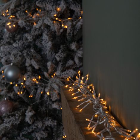9.3m 720 LED Christmas Cluster String Lights with Timer in Vintage Gold on Clear Cable (1/5)