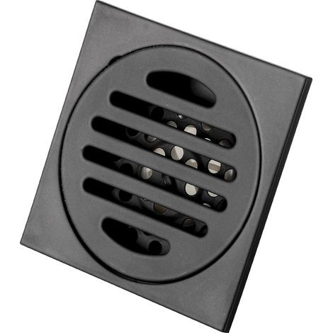 Bathtub Floor Drain with Removable Cover for Bathroom, Shower Room, Toilet, Square Garden Strainer, Rustproof Stainless Steel, 9.7 x 9.7 cm, Black