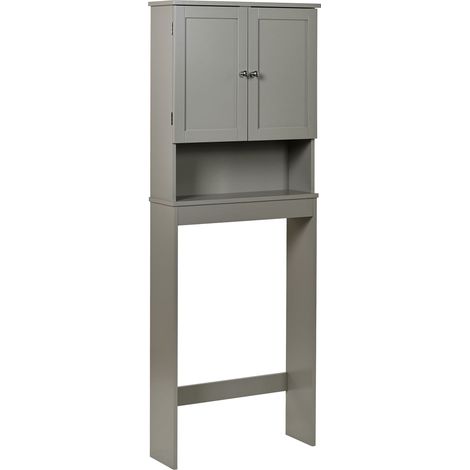 Bathroom Cabinet Grey MDF Storage with Shelves Traditional Style Bathroom ATJONI (1/5)