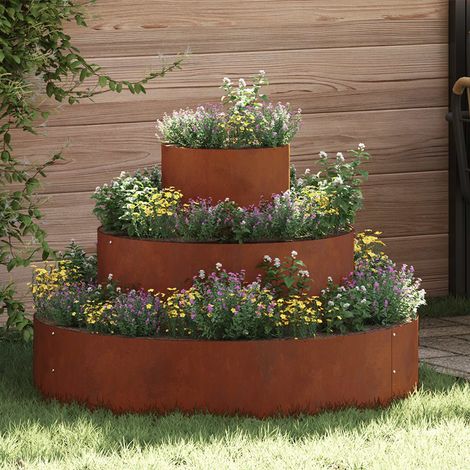 vidaXL Cache-pot de jardin Rouillé 90 x 90 x 20 cm Acier patiné (1/5)