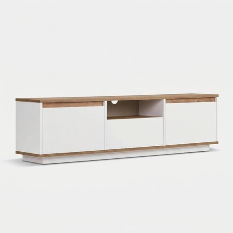 Mobile TV da appoggio con ante e vani 160 cm Sentinel - Legno Naturale (1/5)