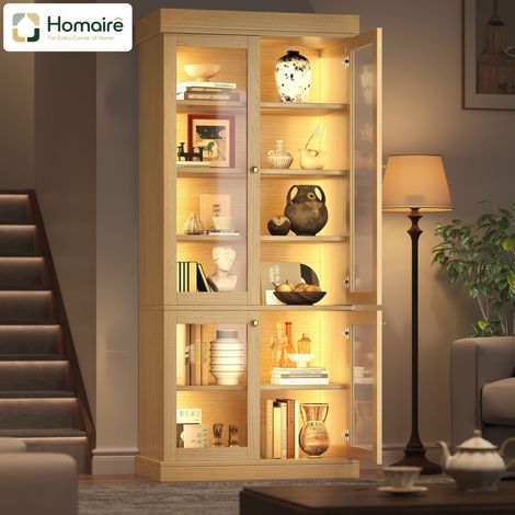 Schrank Holz MDF Glas Natürlich 80 x 40 x 180 cm HOMAIRE (1/5)
