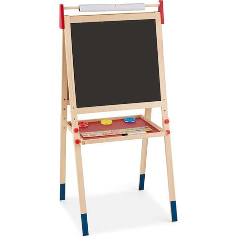 All-in-One Wooden Height Adjustable Kid's Art Easel with Magnetic Stickers and Paper (1/5)