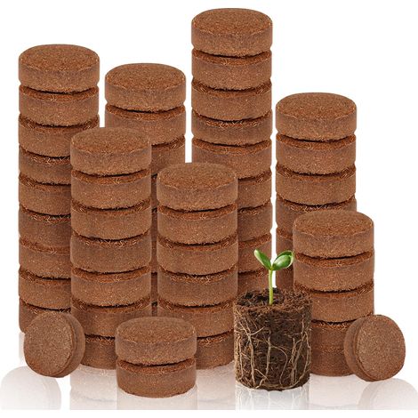Lot de 100 Pastilles de Culture en Fibre de Coco - Terreau de Semis Enrichi en Nutriments - Écologique et Pratique - Pastilles Gonflantes pour Germination Rapide des Graines (100pcs) (1/5)