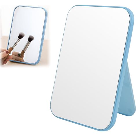 Miroir de Table Pliable Bleu - 1 Unité - Verre HD et Plastique - Vision Mains Libres - Maison Voyage Bureau - 20x13,5x1 cm (1/5)