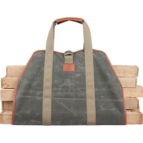Sac de transport de bûches en toile cirée durable, accessoires de cheminée extra large avec poignées pour le camping (1/5)