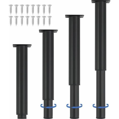 Pieces - Adjustable Furniture Feet - Sturdy Central Support - For Bed, Table, Sofa, Wardrobe + Corrosion Resistant + Indoor Use, Black, 25.4 x 41.6 cm (1/5)