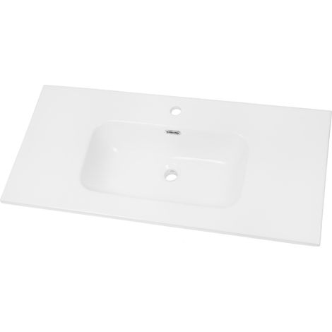 Lavabo ad incasso in ceramica bianco lucido per mobili bagno misure 91x46 cm - confezione 1