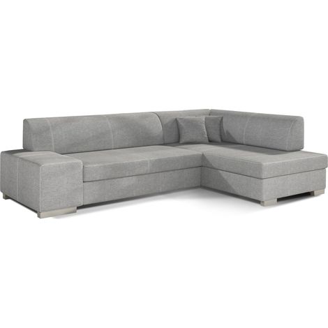 Canapé convertible angle droit tissu gris clair Polky 272cm (1/5)