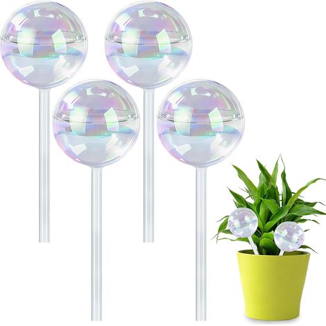 4 Boule arrosage, Verre transparent, 170ml, Tige 15cm, Pour pot intérieur, Terrasse, Jardin (1/5)