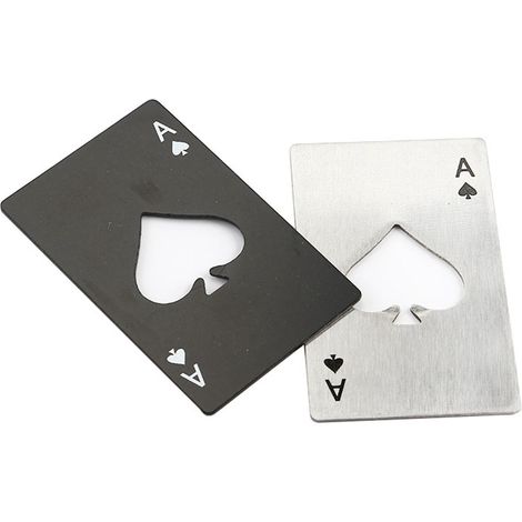 Lot de 12 ouvre-bouteilles portables en acier inoxydable en forme de poker, pour la maison (1/5)
