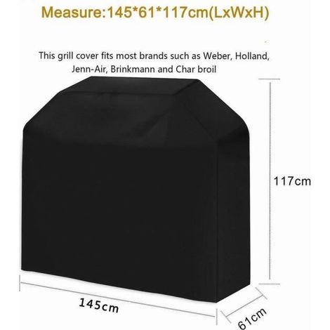 145 x 61 x 117 cm - Outdoor Barbecue Cover, Plancha Cover, Tarpaulin for Outdoor Barbecue, 190D