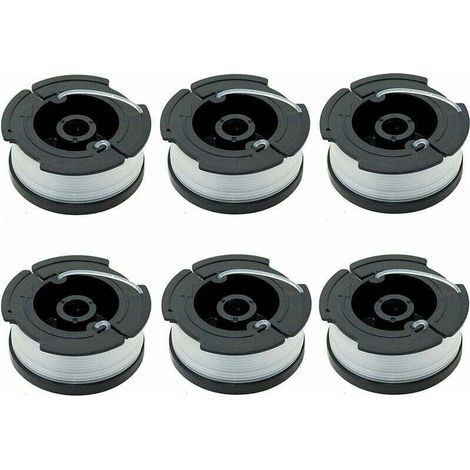 bobinas de repuesto de hilo para desbrozadora para cortacéspedes Black+Decker – Modelos A6481 y A6485 – 10 m preenrollado, paquete de 6