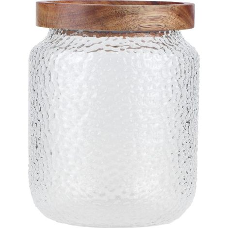 Lot de 3 bocaux en verre hermétiques 500ml avec couvercle en bois pour café, snacks, noix (1/5)