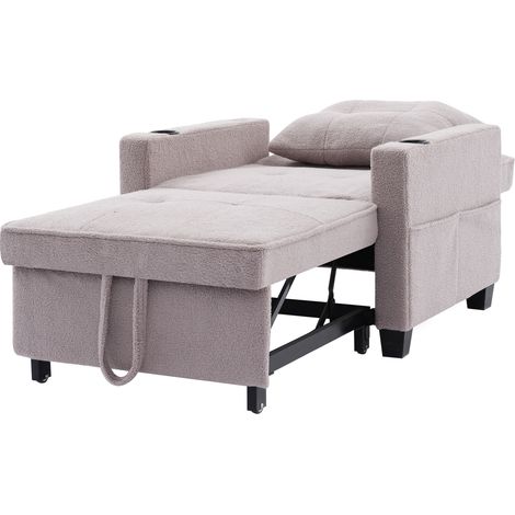 Canapé-lit 3-en-1 convertible avec porte-gobelets et port USB, fauteuil lounge pour petits espaces (1/5)