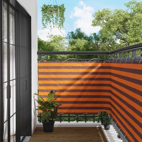 Pantalla de Balcón Naranja y Marrón 110 x 800 cm Tela Oxford