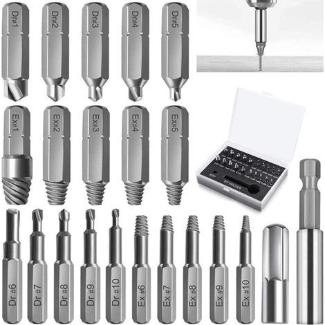 22 Pcs Damaged Screw Extractors, Screw Extractors with Separate Polishing and Extraction Bits for Damaged Bolts or Screws, 2-12mm, with Magnetic Bit Holder and Socket Adapter (1/5)
