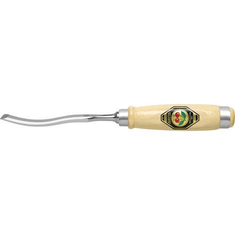 Kirschen Stechbeitel mit Weißbuchenheft geschwungene Form, 10 mm