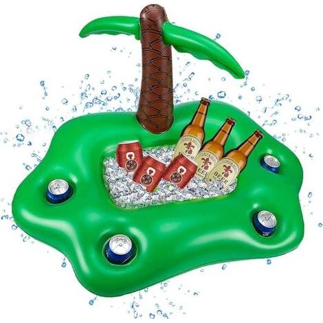 Porte-boissons flottant gonflable en forme de palmier avec 4 trous - Accessoire de bar de piscine amusant pour les fêtes sur la plage (1/5)