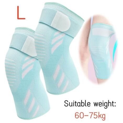 Genouillère de Compression,Attelle De Genou Élastique,Genouillères de Sport Réglable,pour Ligamentaire,Rotulienne,pour Jogging(Bleu) (1/4)