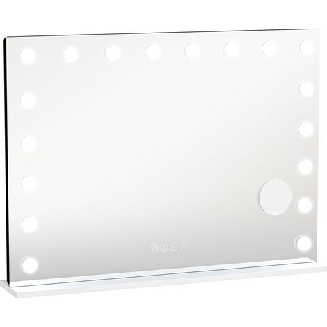 Miroir de maquillage Hollywood 18 LED RGB, 3 températures de lumière, enceinte Bluetooth intégrée, blanc (1/5)