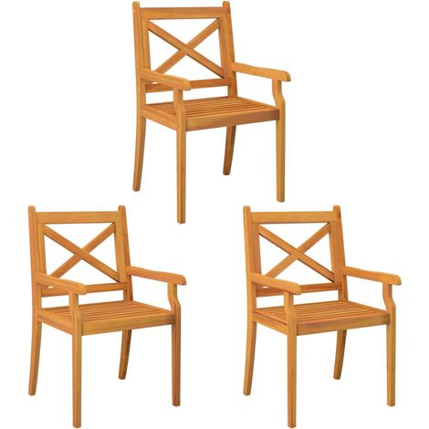 Maison Exclusive - Sedie da Pranzo da Esterni 3 pz in Legno Massello di Acacia