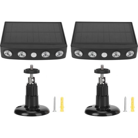 2 lampes solaires étanches avec détecteur de mouvement PIR, lampes murales pour allées de jardin, rue, noir (1/5)