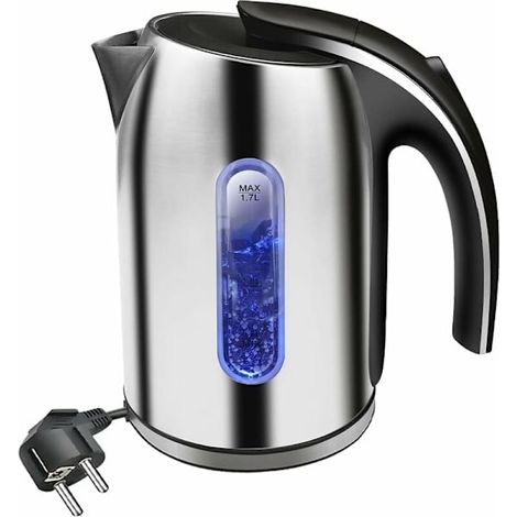 Bouilloire en acier inoxydable avec éclairage LED - 1,7 L, 2200 W, sans BPA, arrêt automatique et protection contre la surchauffe (1/5)