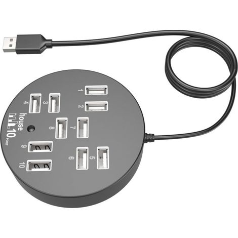 Hub USB 2.0 Rond à 10 Ports, Répartiteur pour Ordinateur Portable (1/5)
