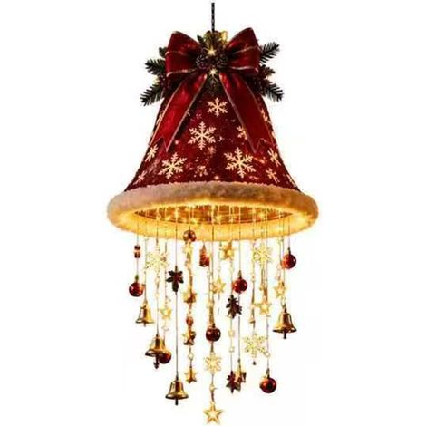 Lámpara colgante con forma de gorro de Papá Noel con bombillas LED, ideal para fiestas navideñas y otras ocasiones especiales en casa. (1/5)