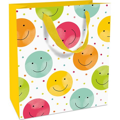 Geschenktasche lachende Smileys 18 x 21 cm Geschenkpapier