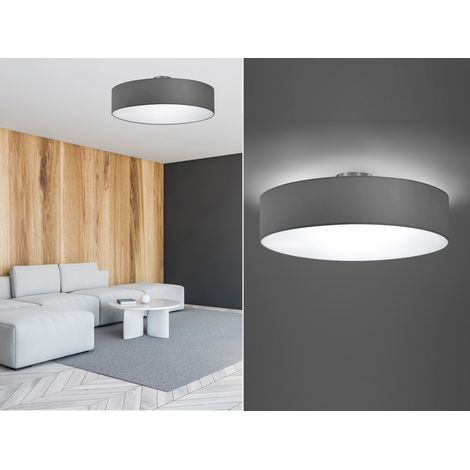Runde LED Deckenleuchte mit Stoffschirm in Grau, Ø 50cm (1/5)