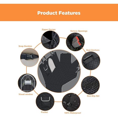 Car Seat Cover for Dogs - Protection Against Scratches, Dirt and Hair, with Mesh Window (1/4)