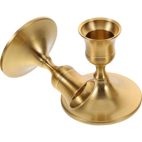 Lot De 2 Bougeoirs Coniques Vintage en Laiton Porte Bougies pour Décoration De Centre De Table Mariage Fête Et Noël Support pour Bougies Cierge (1/5)