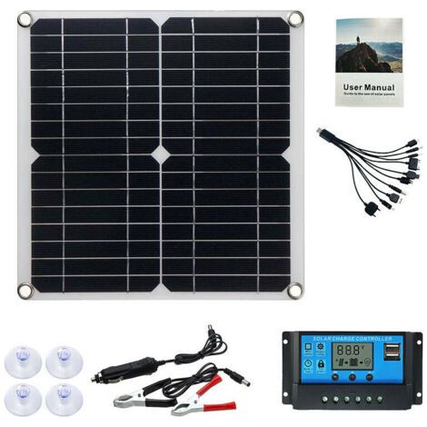 royaluxe-12W Panneau Solaire Mono Photovoltaïque Module 100A Contrôleur pour Car Caravan Home Garden Batterie Chargeur - RWPanneau solaire