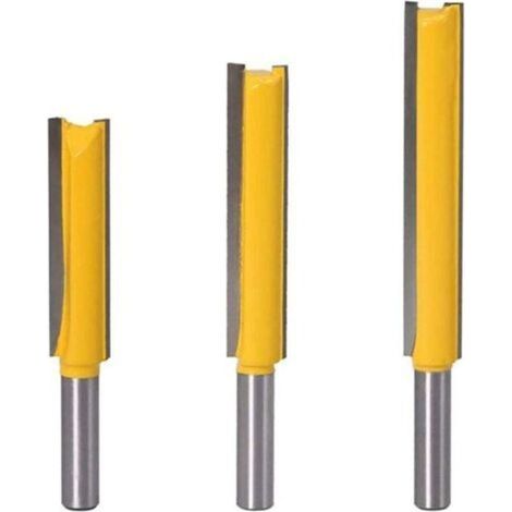 Jeu de fraises pour meuleuses d'angle, queue de 8 mm, jeu de pinces droites, fraises à bois en carbure, 3 fraises droites extra longues 8 x 1/2 x 50 mm, 8 (1/3)