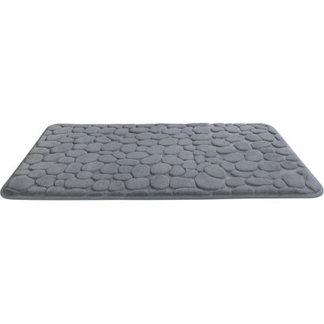 Tapis de bain Pebbles 80x50cm – 100% polyester – Antidérapant – Lavable à 30° – Mémoire de forme pour confort optimal