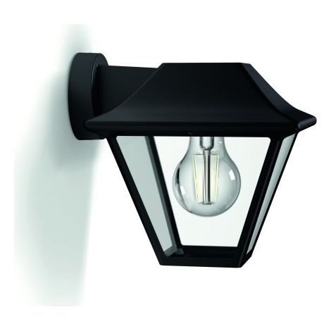 Philips – Applique murale extérieure descendante 1x60W E27 – Aluminium noir résistant aux intempéries – Protection IP44 pour jardin et patio (1/4)